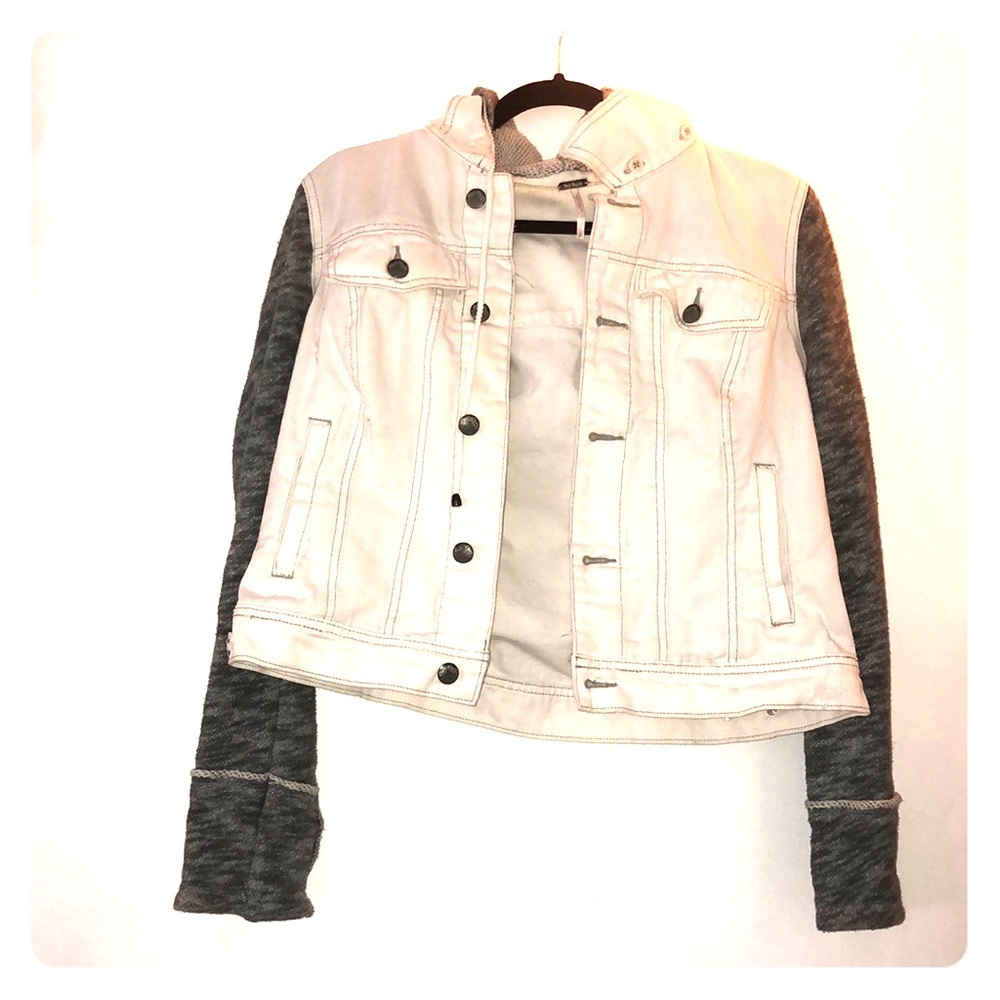 Free People Knit Hooded Denim Jacket